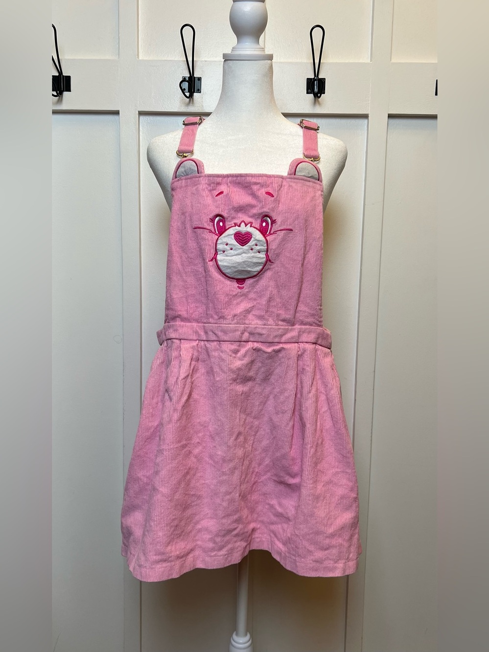 Dolls Kill x Care Bears Women’s Pink Corduroy Overall Dress Plus 1x Embroidered